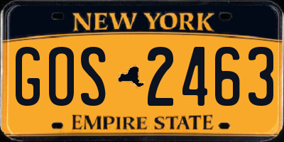 NY license plate GOS2463