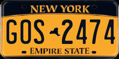 NY license plate GOS2474