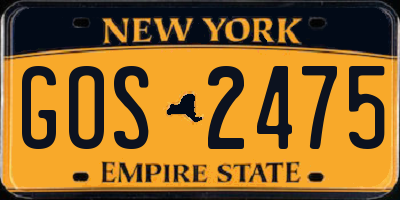 NY license plate GOS2475