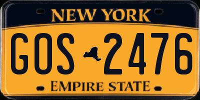 NY license plate GOS2476