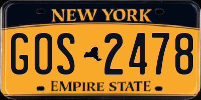 NY license plate GOS2478
