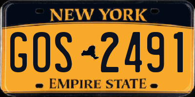 NY license plate GOS2491