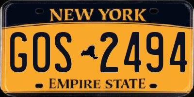 NY license plate GOS2494
