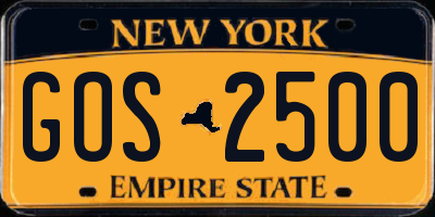 NY license plate GOS2500
