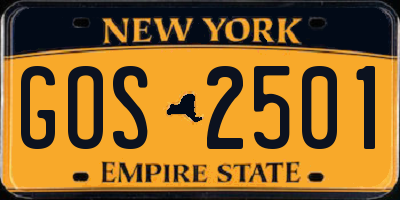 NY license plate GOS2501