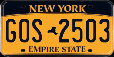 NY license plate GOS2503