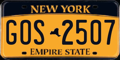 NY license plate GOS2507
