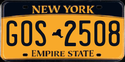 NY license plate GOS2508