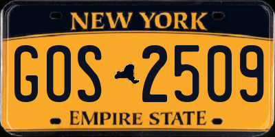 NY license plate GOS2509