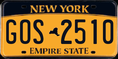 NY license plate GOS2510
