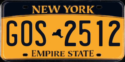 NY license plate GOS2512