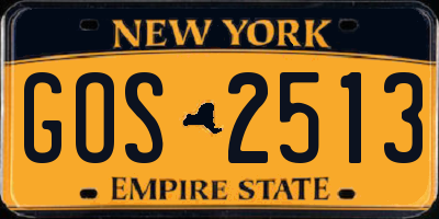 NY license plate GOS2513