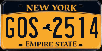 NY license plate GOS2514