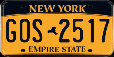 NY license plate GOS2517