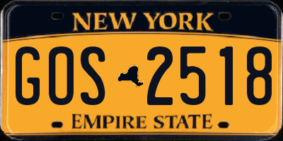 NY license plate GOS2518