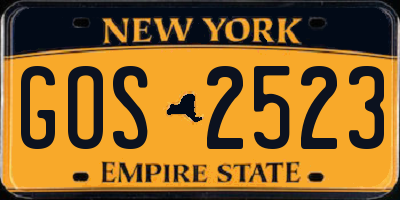 NY license plate GOS2523