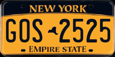 NY license plate GOS2525