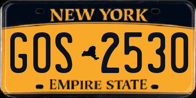 NY license plate GOS2530