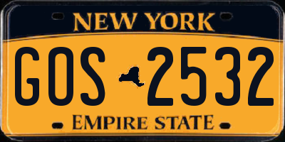 NY license plate GOS2532