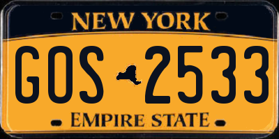 NY license plate GOS2533