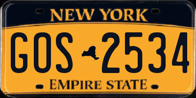NY license plate GOS2534