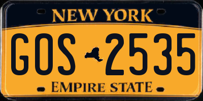 NY license plate GOS2535