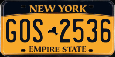 NY license plate GOS2536