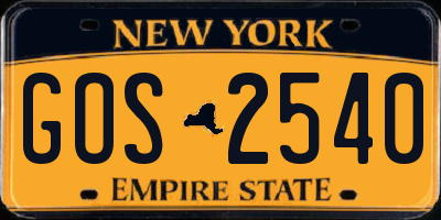 NY license plate GOS2540
