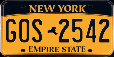 NY license plate GOS2542