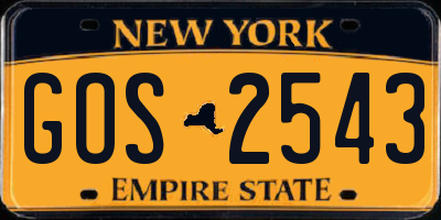 NY license plate GOS2543