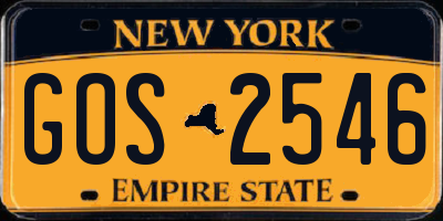 NY license plate GOS2546