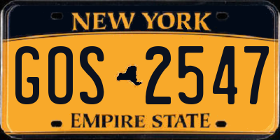 NY license plate GOS2547