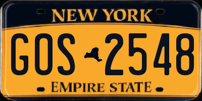 NY license plate GOS2548
