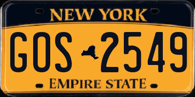 NY license plate GOS2549