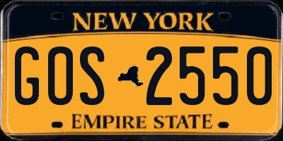 NY license plate GOS2550