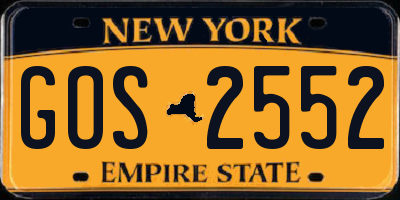 NY license plate GOS2552