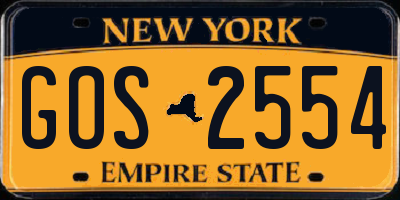 NY license plate GOS2554