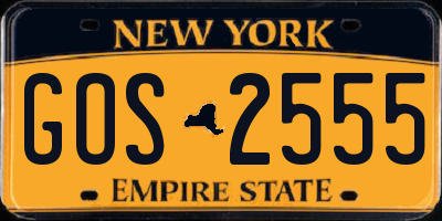 NY license plate GOS2555