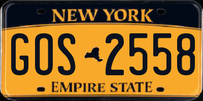 NY license plate GOS2558
