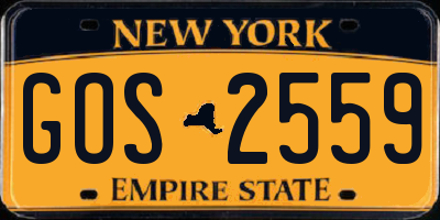 NY license plate GOS2559