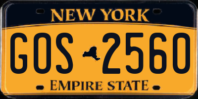 NY license plate GOS2560