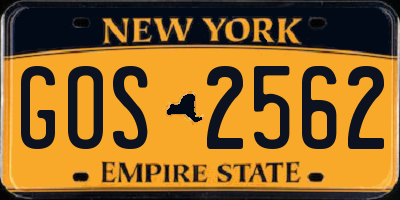 NY license plate GOS2562