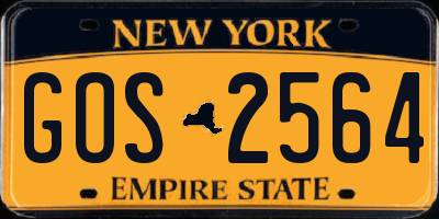 NY license plate GOS2564
