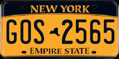 NY license plate GOS2565