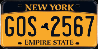 NY license plate GOS2567
