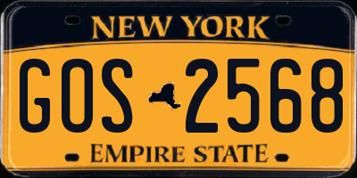 NY license plate GOS2568