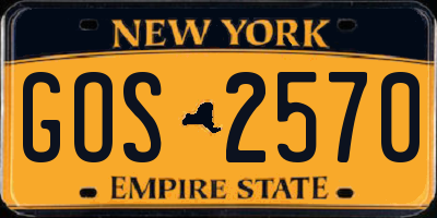 NY license plate GOS2570