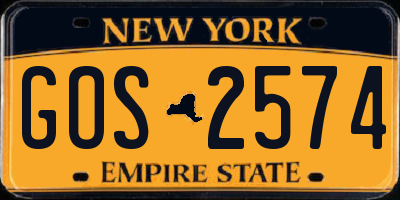 NY license plate GOS2574