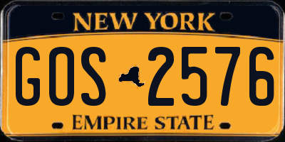 NY license plate GOS2576