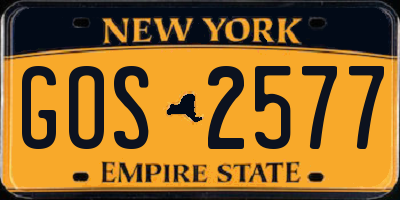 NY license plate GOS2577